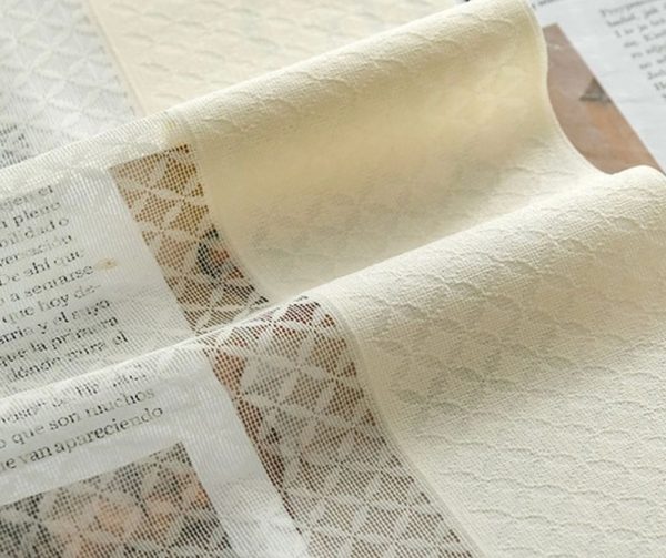 Cubed-weave fabric sample in cream