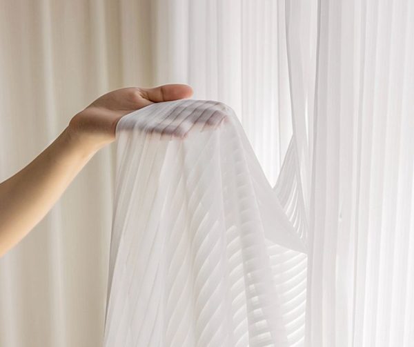 Striated sheer fabric sample